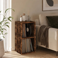 meuble vinyle étagère bois foncé