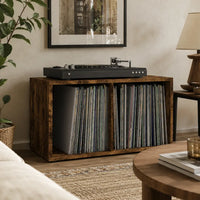 meuble vinyle bois foncé 3 en 1