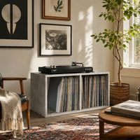 Meuble Vinyle pour Platine Gris Béton 71 cm | Beto