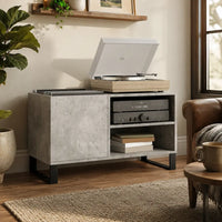 Meuble Vinyle pour Platine Gris Béton 85 cm | Cendra