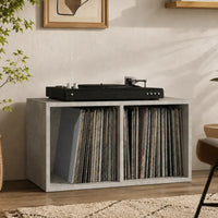 Meuble pour vinyles en bois couleur gris béton