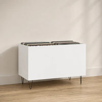 bac de rangement pour disques vinyles en bois couleur blanc mate