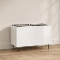 Bac de rangement pour disques vinyles couleur blanc brillant