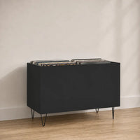 bac de rangement pour disques vinyles couleur noir 2 compartiments