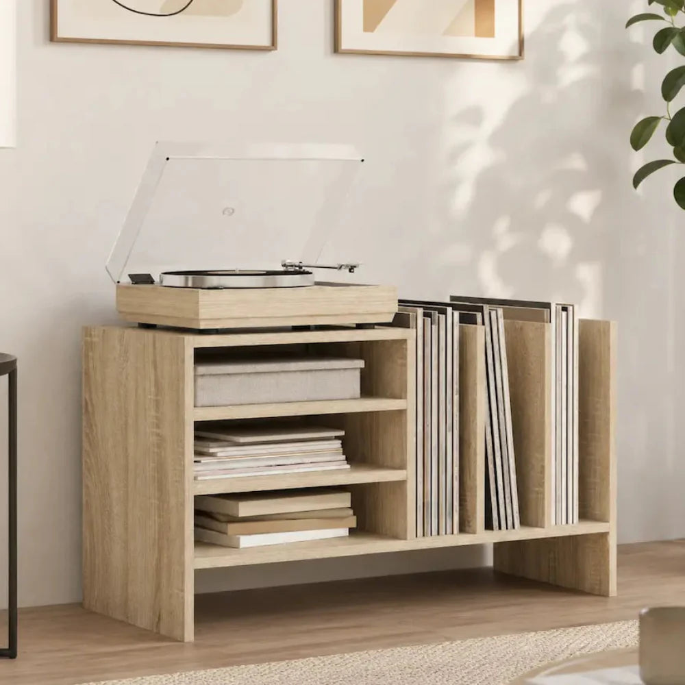 meuble vinyle couleur chêne clair 6 compartiments Image