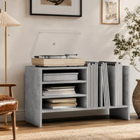meuble pour vinyles moderne couleur gris béton en bois