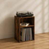 Meuble vinyle platine en bois couleur chêne fumé