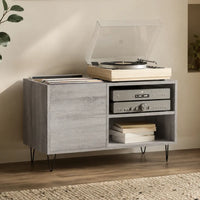 Meuble pour platine et disques vinyles en couleur gris style industriel