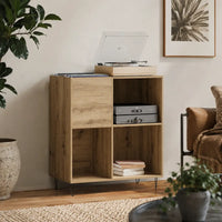 Meuble Vinyle pour Platine Chêne Artisanal Vertical 85 cm | Solin