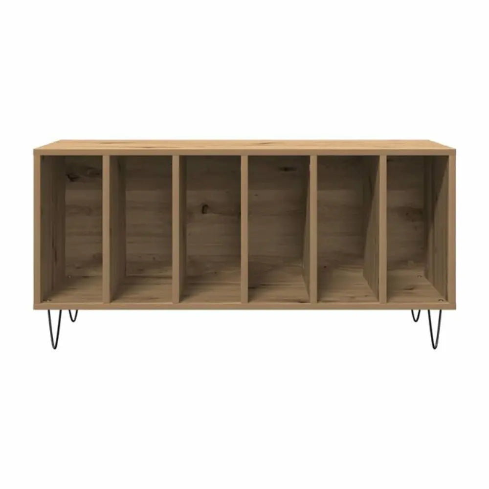 Meuble Vinyle pour Platine Chêne Artisanal 100 cm Pieds Métal | Metra