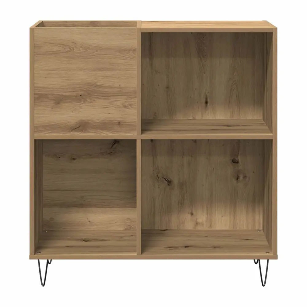 Meuble Vinyle pour Platine Chêne Artisanal Vertical 85 cm | Solin