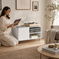 Meuble Vinyle pour Platine Blanc 85 cm | Elio