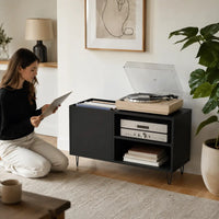 Meuble Vinyle pour Platine Noir 85 cm | Arven