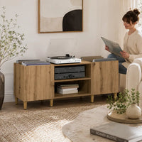 Meuble Vinyle pour Platine Chêne Artisanal 121 cm | Vaska