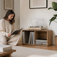 Meuble Vinyle pour Platine Chêne Artisanal 69,5 cm | Kavro