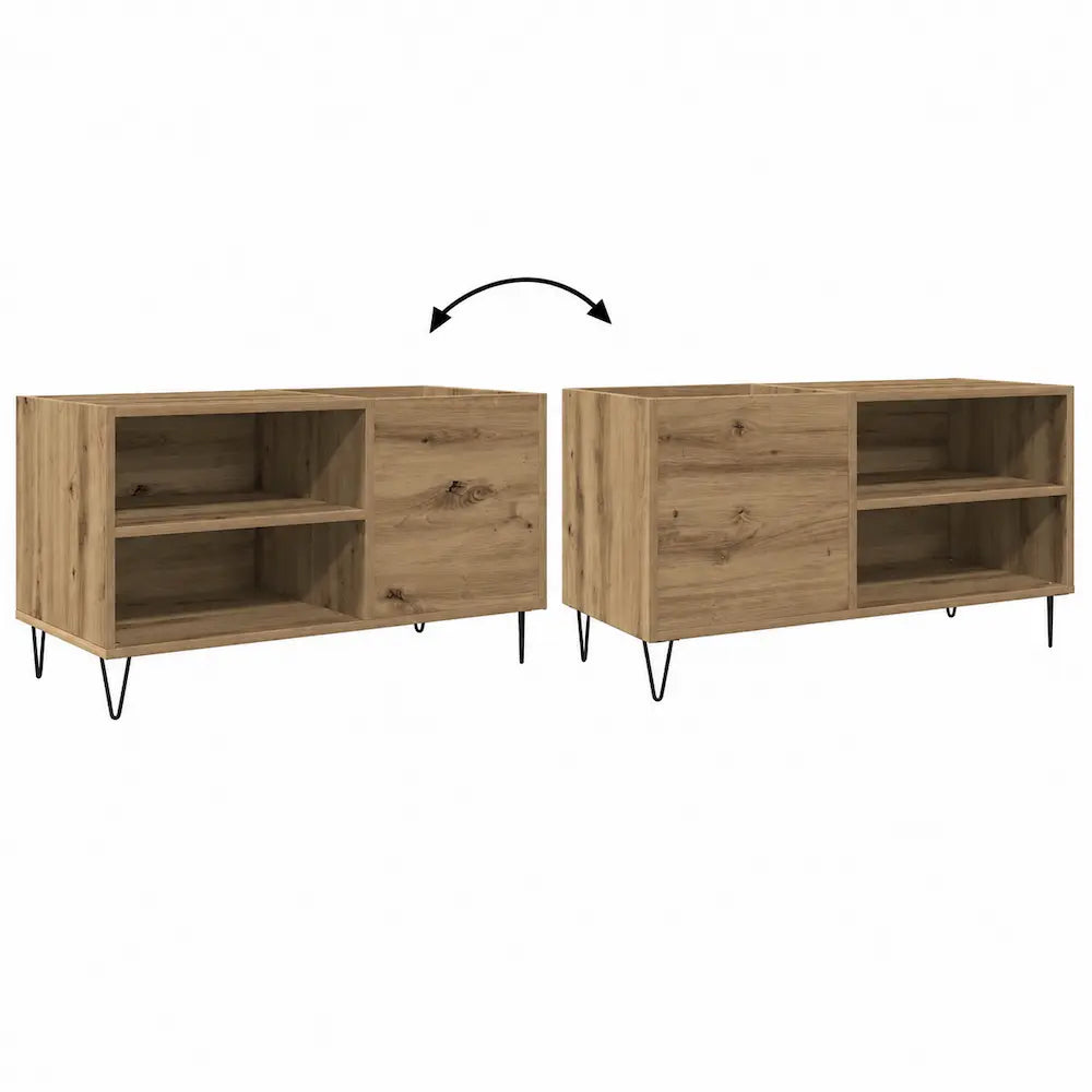 Meuble Vinyle pour Platine Chêne Artisanal 84,5 cm | Trevi