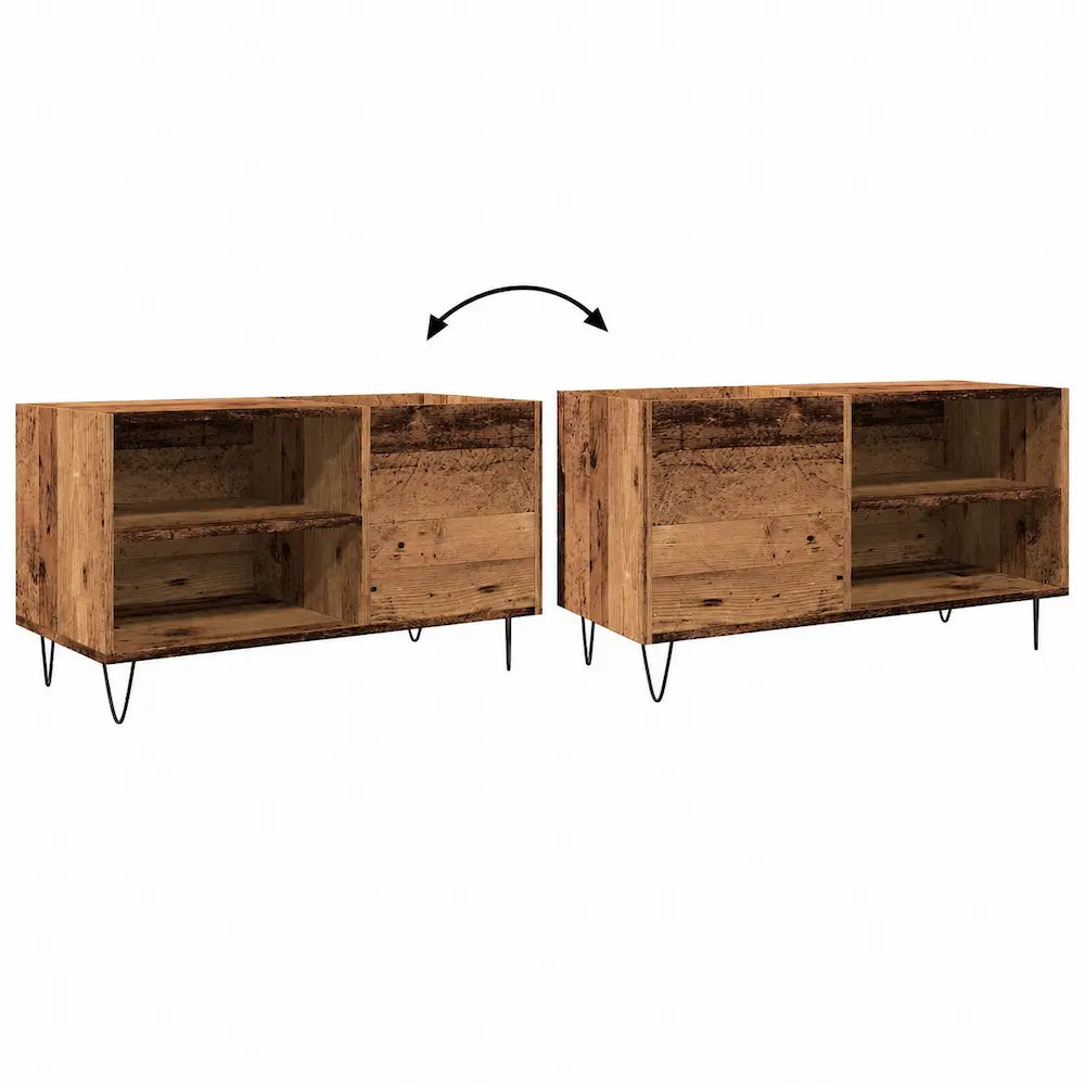 Meuble Vinyle pour Platine Vieux Bois 84,5 cm | Oden