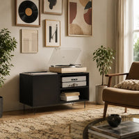 Meuble Vinyle pour Platine Noir 85 cm | Arven