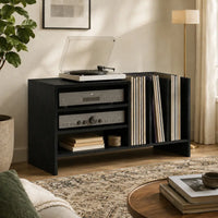 Meuble Vinyle pour Platine Chêne Noir 78,5 cm | Noxis