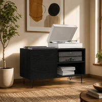 Meuble Vinyle pour Platine Chêne Noir 84,5 cm | Nero