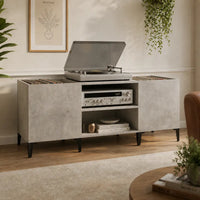 Meuble Vinyle pour Platine Gris Béton 121 cm | Gravo