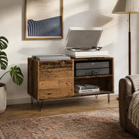 Meuble vinyle salon couleur bois foncé