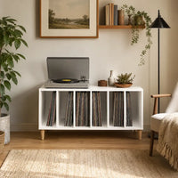 Meuble Vinyle pour Platine Blanc 100 cm 6 Compartiments | Cevro