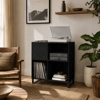 Meuble Vinyle pour Platine Chêne Noir Vertical 85 cm | Verto