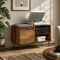 Meuble Vinyle pour Platine Vieux Bois 84,5 cm | Oden
