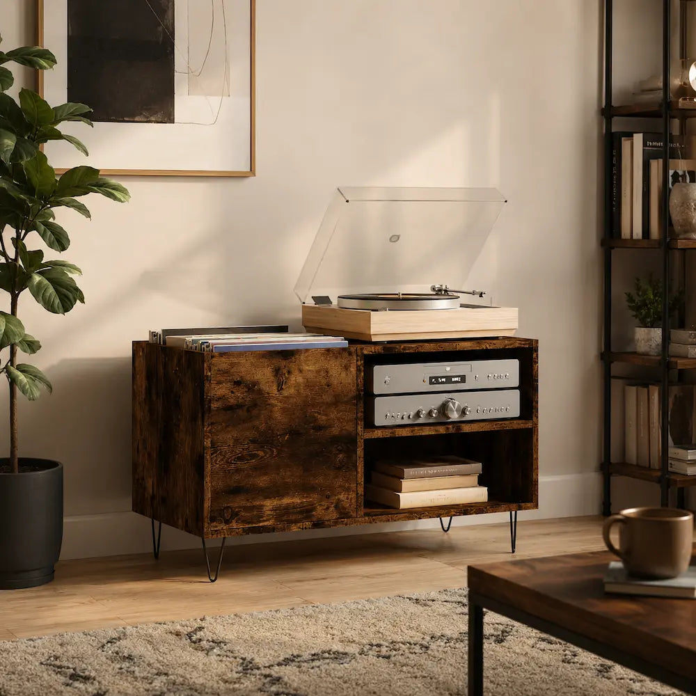 Meuble vinyle bois foncé Image