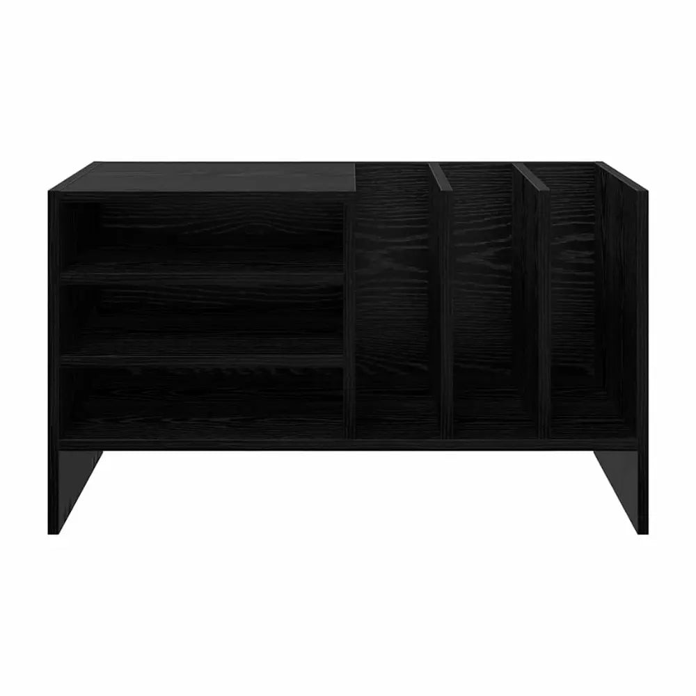 meuble pour vinyles couleur chêne noir en bois