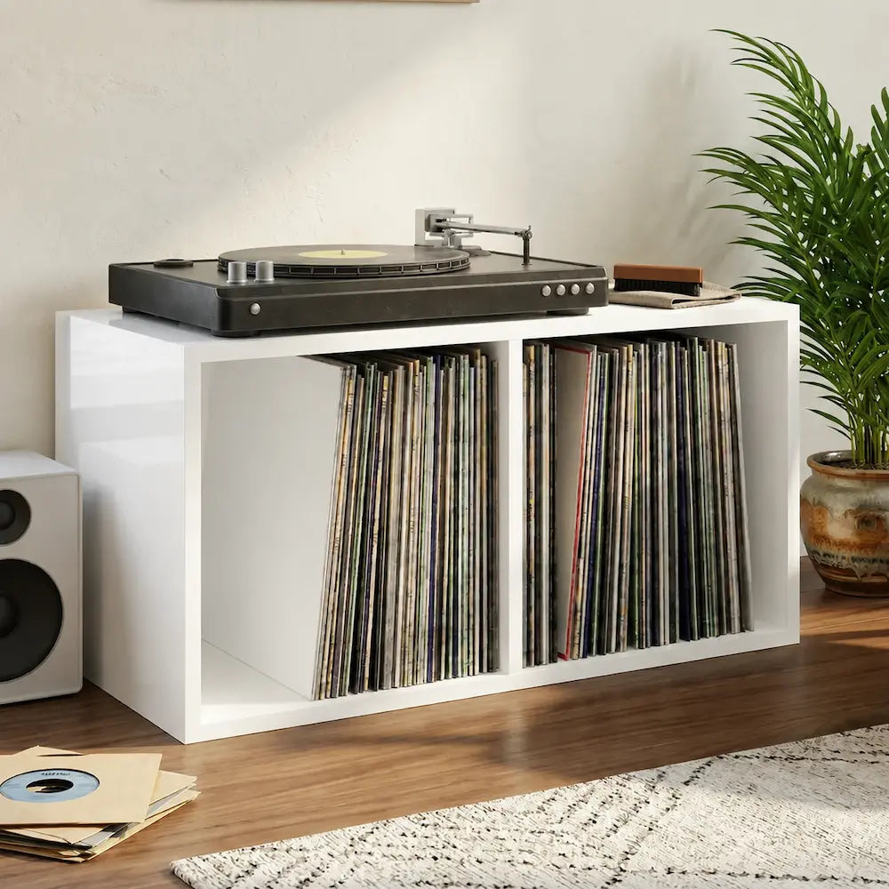 Meuble Vinyle pour Platine Blanc Brillant 71 cm | Brila