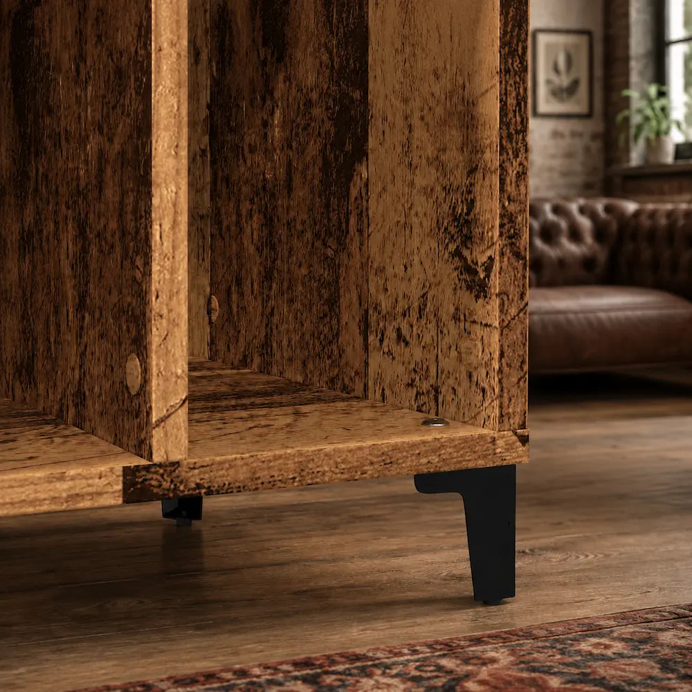 Meuble Vinyle pour Platine Vieux bois 100 cm | Rustik