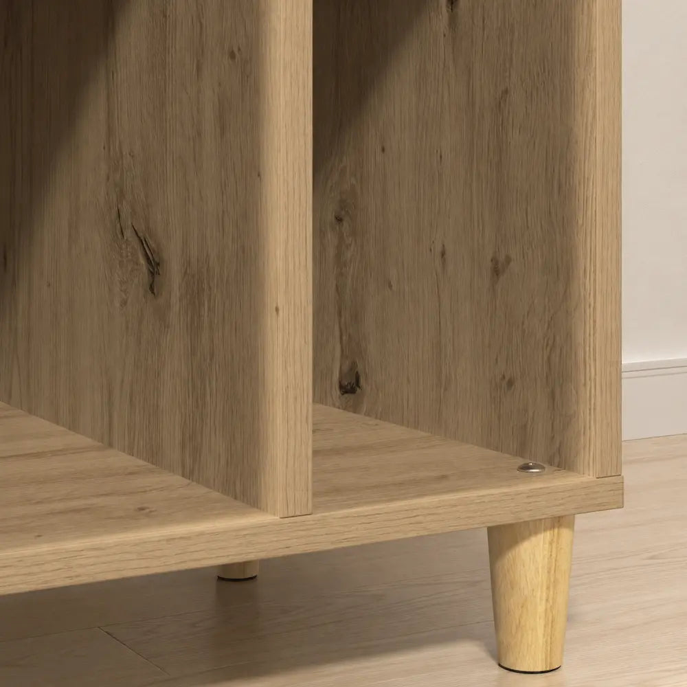 Meuble Vinyle pour Platine Chêne Artisanal 100 cm Pieds Bois | Orlan