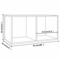dimensions de meuble vinyle en bois blanc aux dimensions 71 x 34 x 36 cm