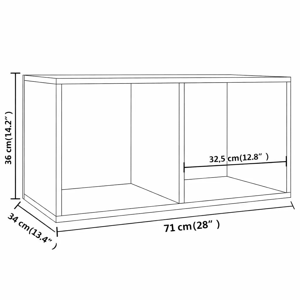 dimensions de meuble vinyle en bois blanc aux dimensions 71 x 34 x 36 cm