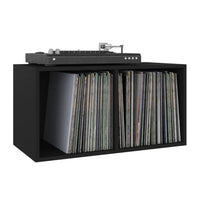 meuble vinyle noir en bois aux dimensions 71 x 34 x 36 cm