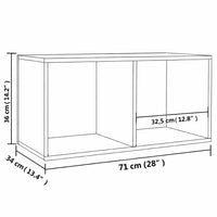 dimensions de meuble vinyle en chêne sonoma aux dimensions 71 x 34 x 36 cm